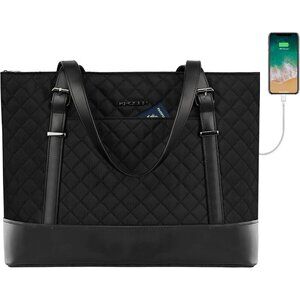 KROSER 15.6" Laptop Tote Bag, Water-Repellent Shoulder Handbag for Work/School